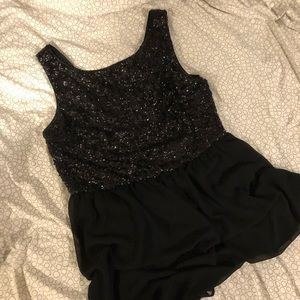 Sequin and Chiffon Black Cocktail Dress (2x)